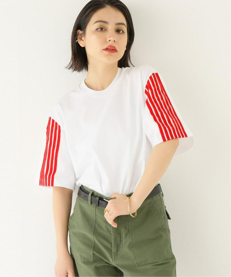 【DIMA LEU/ディマレウ】 WHITE-TEE SLEEVE RED：Tシャツ（JOURNAL STANDARD relu