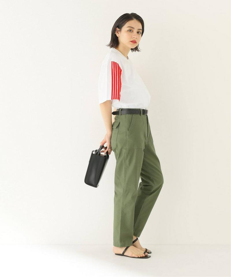 【DIMA LEU/ディマレウ】 WHITE-TEE SLEEVE RED：Tシャツ（JOURNAL STANDARD relu