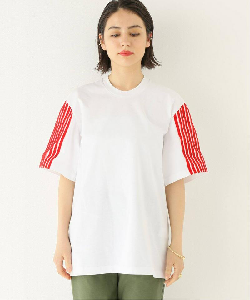 【DIMA LEU/ディマレウ】 WHITE-TEE SLEEVE RED：Tシャツ（JOURNAL STANDARD relu