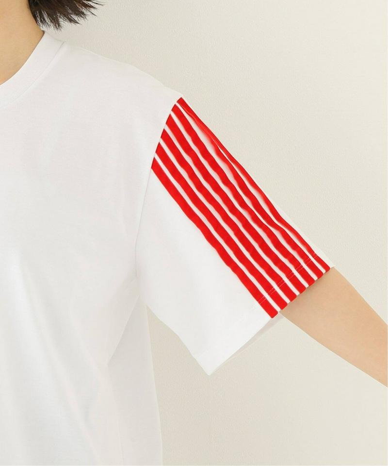 【DIMA LEU/ディマレウ】 WHITE-TEE SLEEVE RED：Tシャツ（JOURNAL STANDARD relu