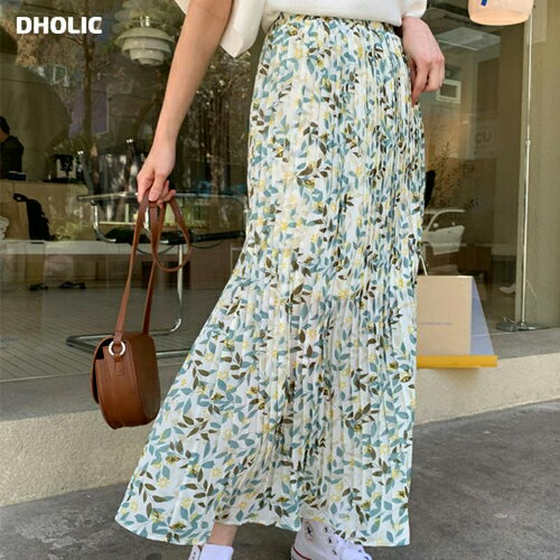 リーフパターンスカート・全3色・b55299 レディース【sk】【スカート ロングスカート ロング丈 プリーツ パターン カジュ