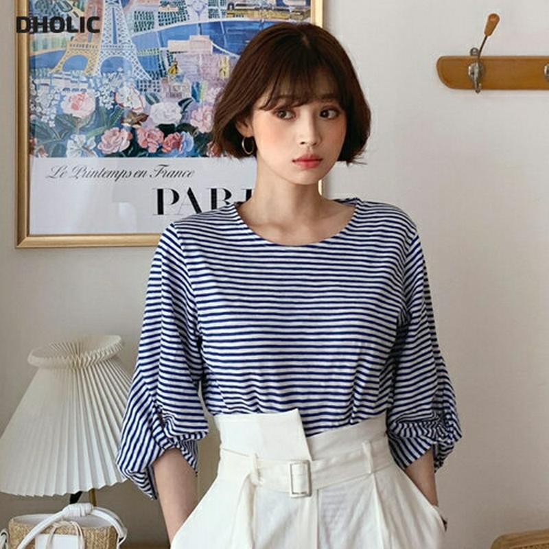 ボーダーツイストスリーブTシャツ・全3色・t55281 レディース【tops】【トップス Tシャツ 7分丈 ラウンドネック ボー