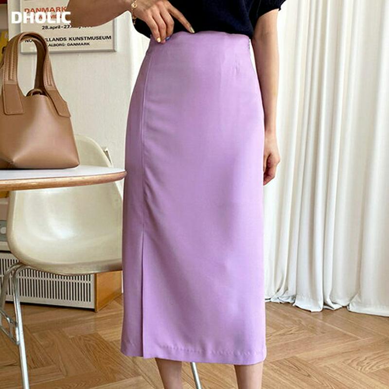 スリットロングスカート・全2色・t55302 レディース【sk】【スカート ロングスカート ロング丈 スリット Hライン 無地 