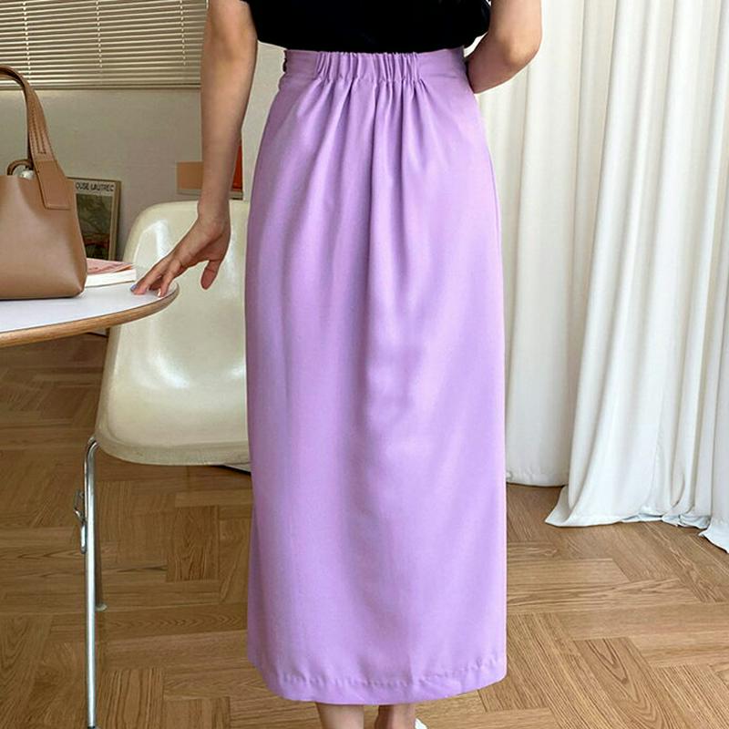スリットロングスカート・全2色・t55302 レディース【sk】【スカート ロングスカート ロング丈 スリット Hライン 無地 
