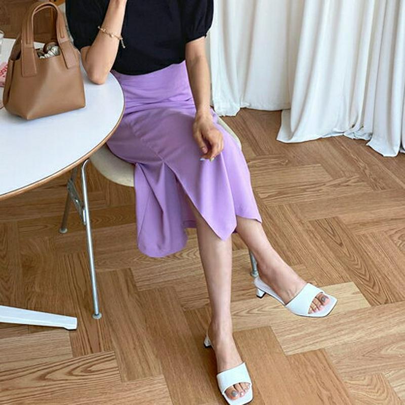 スリットロングスカート・全2色・t55302 レディース【sk】【スカート ロングスカート ロング丈 スリット Hライン 無地 