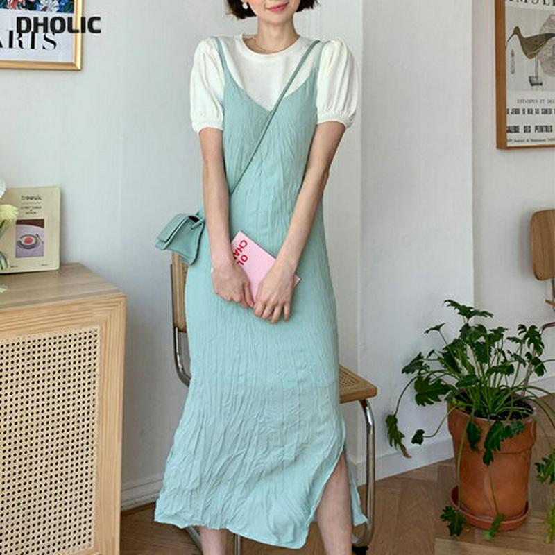 リンクルキャミワンピース・全3色・b55290 レディース【ops】【ワンピース ロングワンピース ロング丈 キャミワンピース 