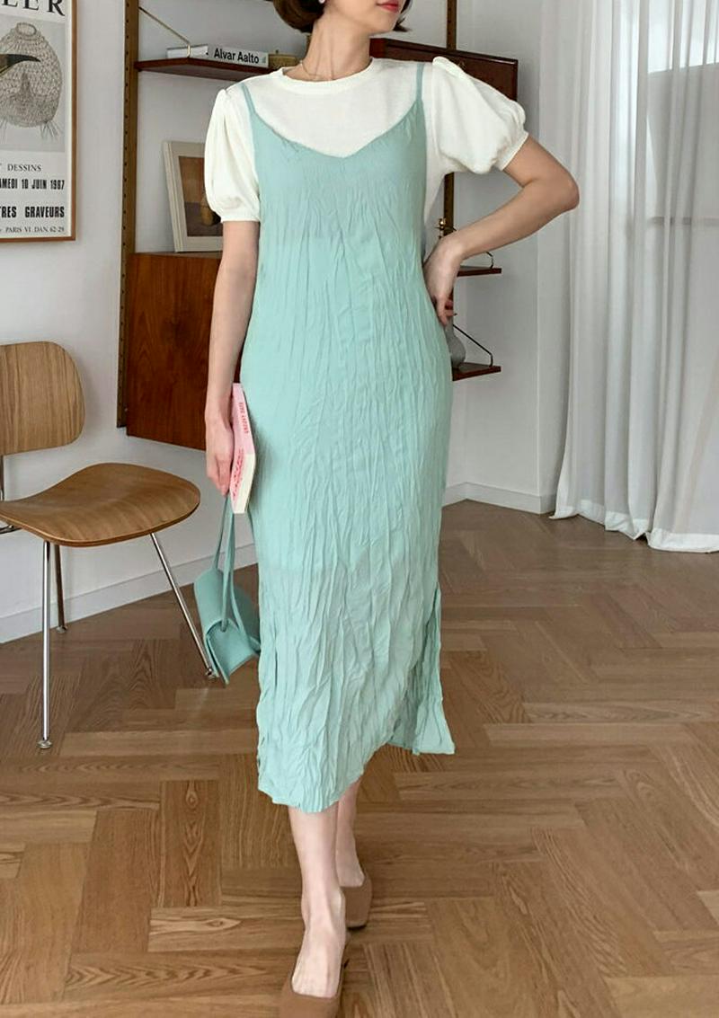 リンクルキャミワンピース・全3色・b55290 レディース【ops】【ワンピース ロングワンピース ロング丈 キャミワンピース 