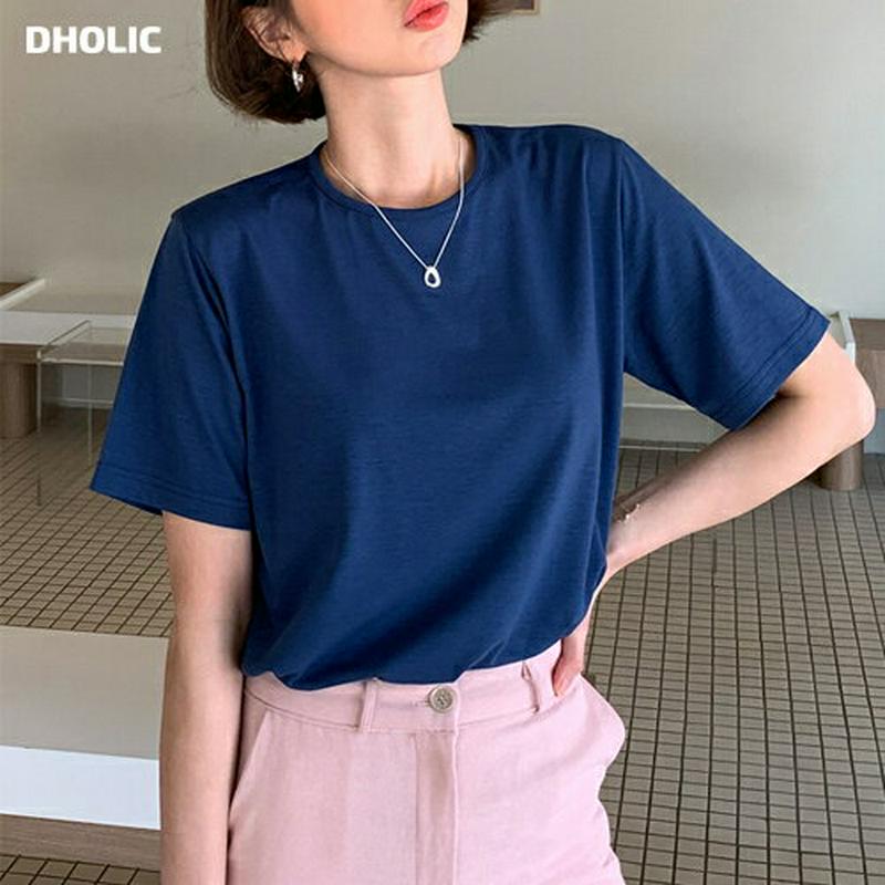 ラウンドネックTシャツ・全5色・55278 レディース【tops】【トップス Tシャツ 半袖 ラウンドネック 無地 カジュアル 