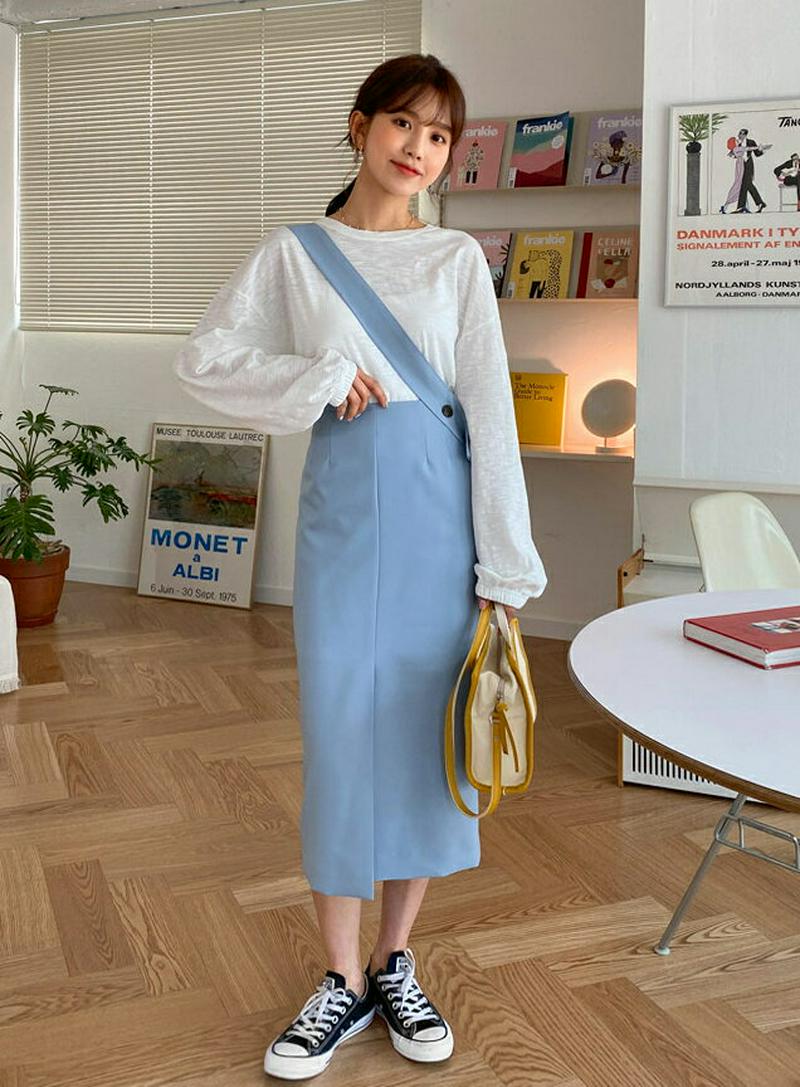 2WAYワンショルペンシルスカート・全3色・t55301 レディース【sk】【スカート ロングスカート ロング丈 スリム Hライ