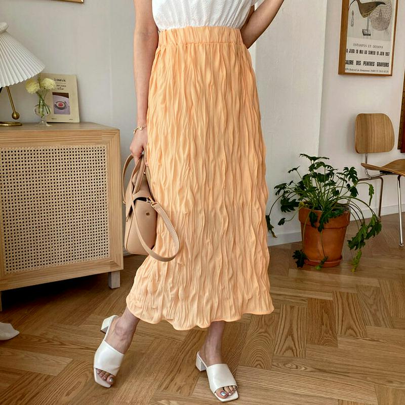 リンクルロングスカート・全5色・t55300 レディース【sk】【スカート ロングスカート ロング丈 リンクル ウエストゴム カ