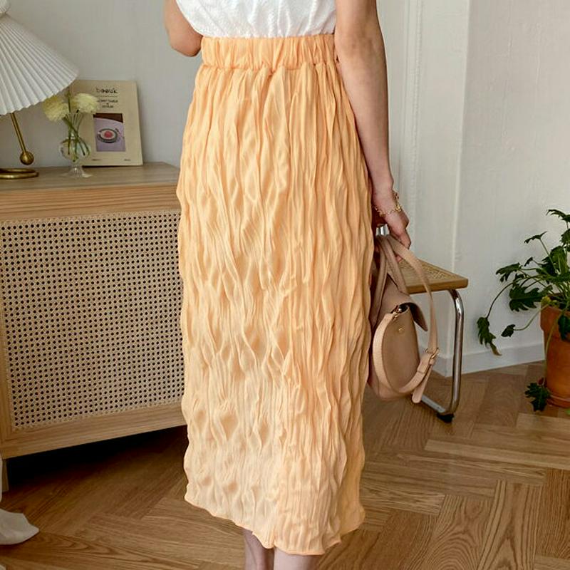 リンクルロングスカート・全5色・t55300 レディース【sk】【スカート ロングスカート ロング丈 リンクル ウエストゴム カ