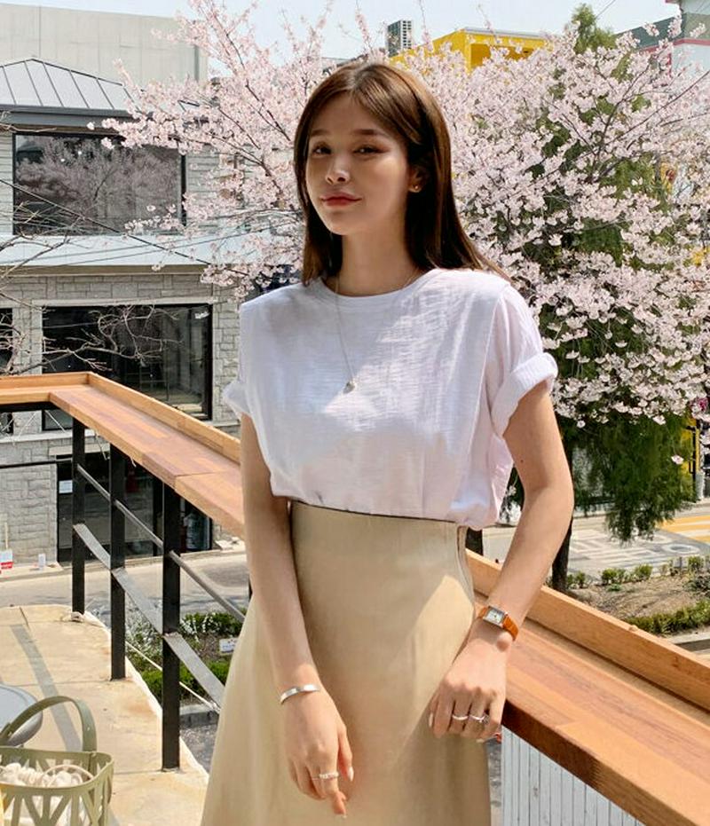 ボタンショルダーTシャツ・全5色・b61742 レディース【tops】【トップス Tシャツ 半袖 ハーフスリーブ 単色 無地 シ