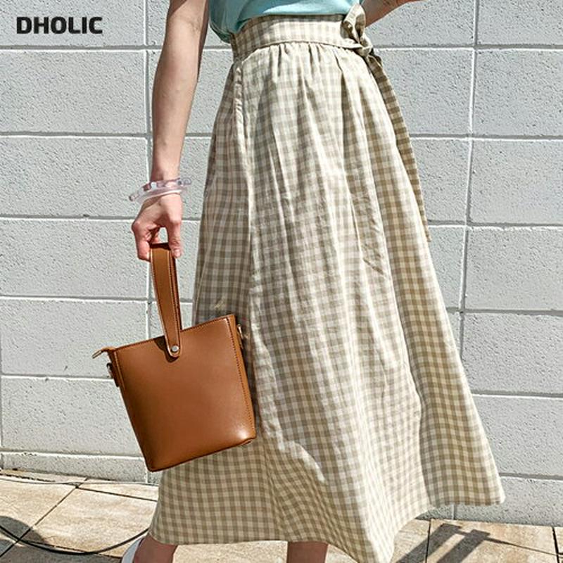 リボンチェックフレアスカート・全2色・t55785 レディース【sk】【スカート ロングスカート ロング丈 リボン チェック フ