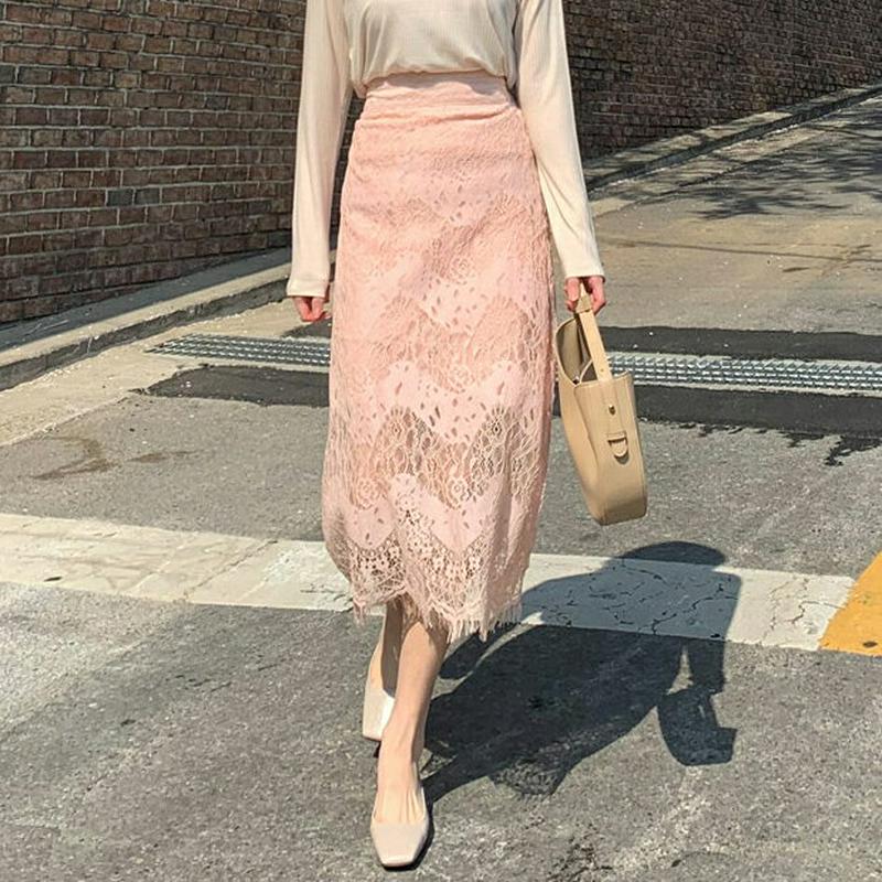 ウェーブレーススリットスカート・全4色・b55783 レディース【sk】【スカート ロングスカート ロング丈 スリット Hライン