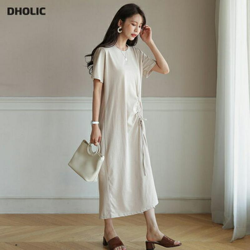 ドロスト半袖ワンピース・全3色・b55771 レディース【ops】【ワンピース ロングワンピース ロング丈 半袖 ラウンドネック