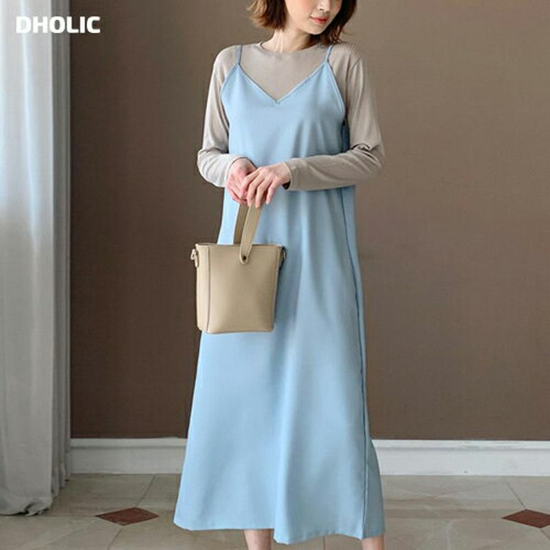 Vネックスリーブレスワンピース・全3色・b55768 レディース【ops】【ワンピース ロングワンピース ロング丈 スリーブレス