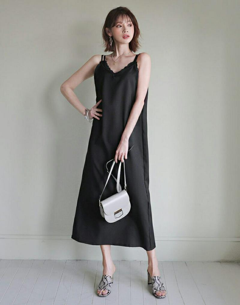 Vネックスリーブレスワンピース・全3色・b55768 レディース【ops】【ワンピース ロングワンピース ロング丈 スリーブレス