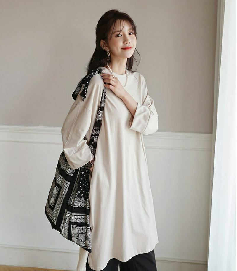 ルーズワンピース・全3色・b55769 レディース【ops】【ワンピース ミディアムワンピース ミディ丈 長袖 ラウンドネック 