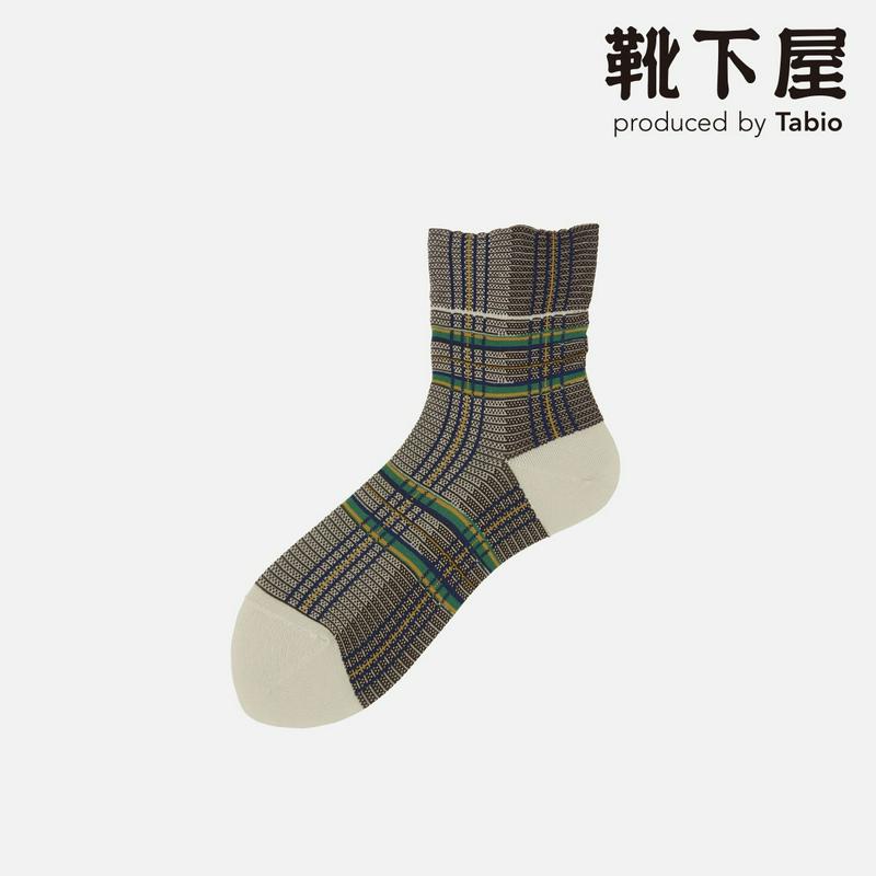 【あす楽】【Tabio】 切替えチェックショートソックス / 靴下屋 靴下 タビオ くつ下 ショート レディース 日本製