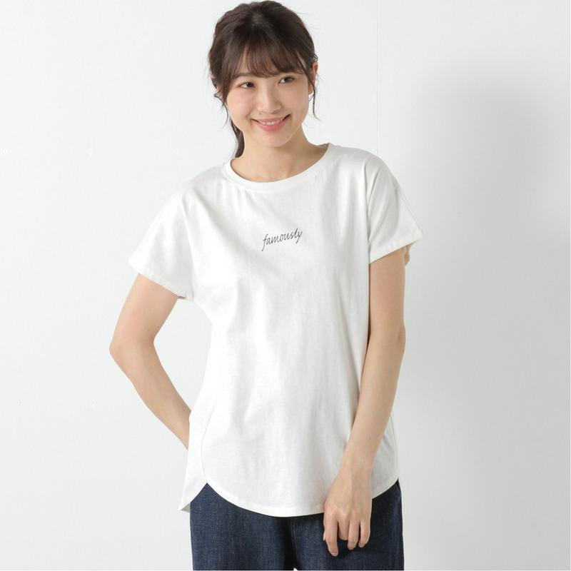 綿１００％◎しっかりした生地感のフレンチスリーブロゴＴシャツ