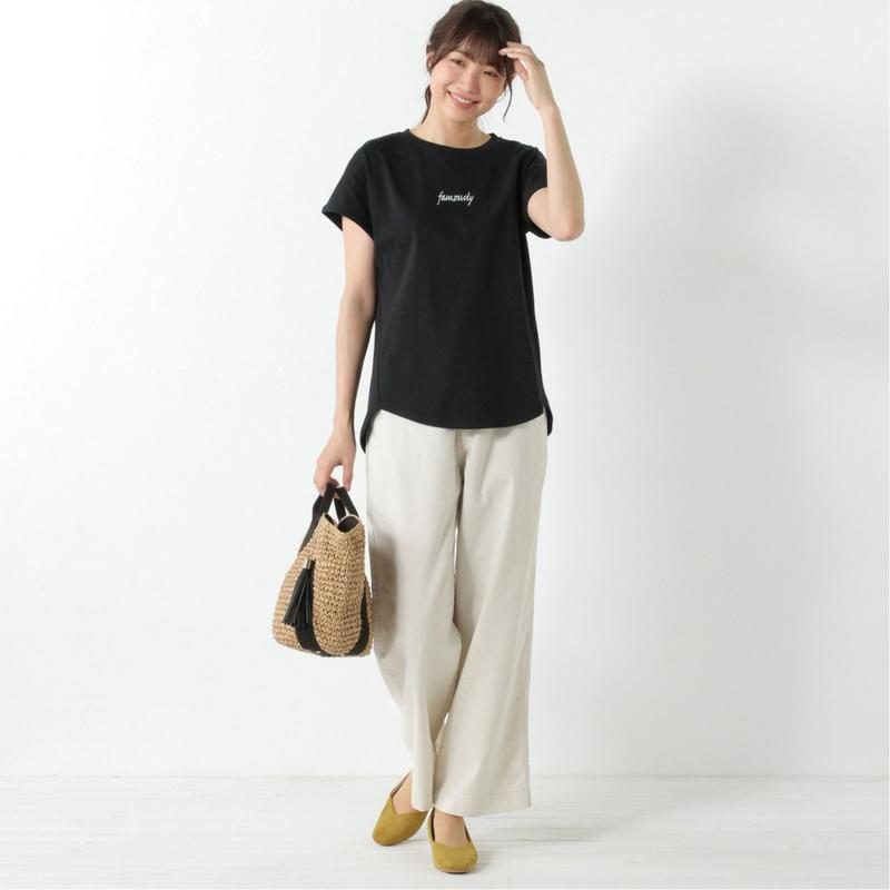 綿１００％◎しっかりした生地感のフレンチスリーブロゴＴシャツ
