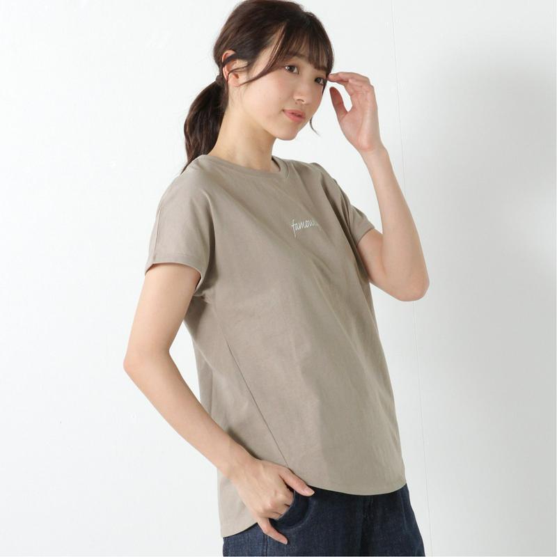 綿１００％◎しっかりした生地感のフレンチスリーブロゴＴシャツ