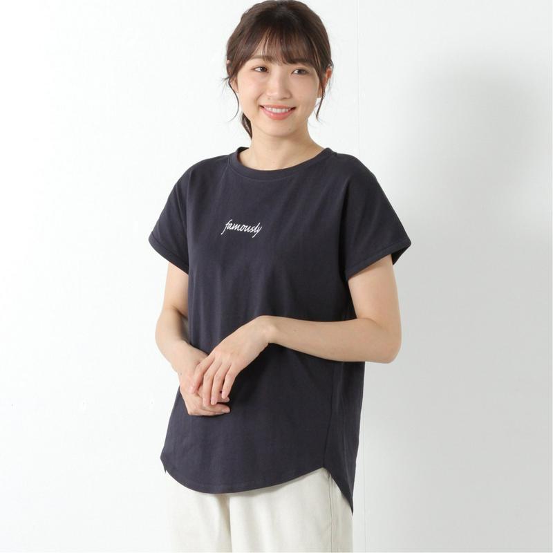 綿１００％◎しっかりした生地感のフレンチスリーブロゴＴシャツ