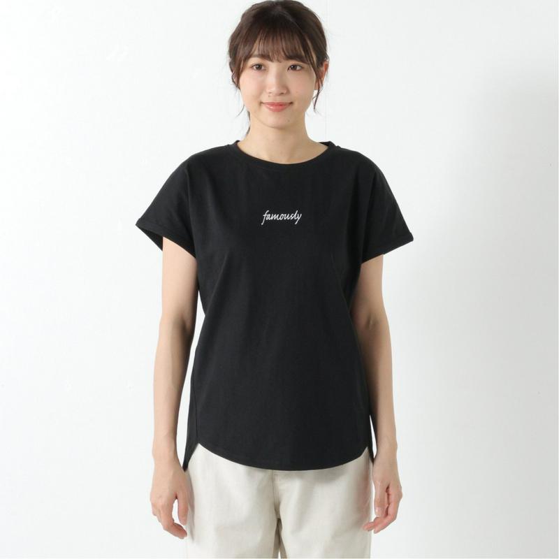 綿１００％◎しっかりした生地感のフレンチスリーブロゴＴシャツ