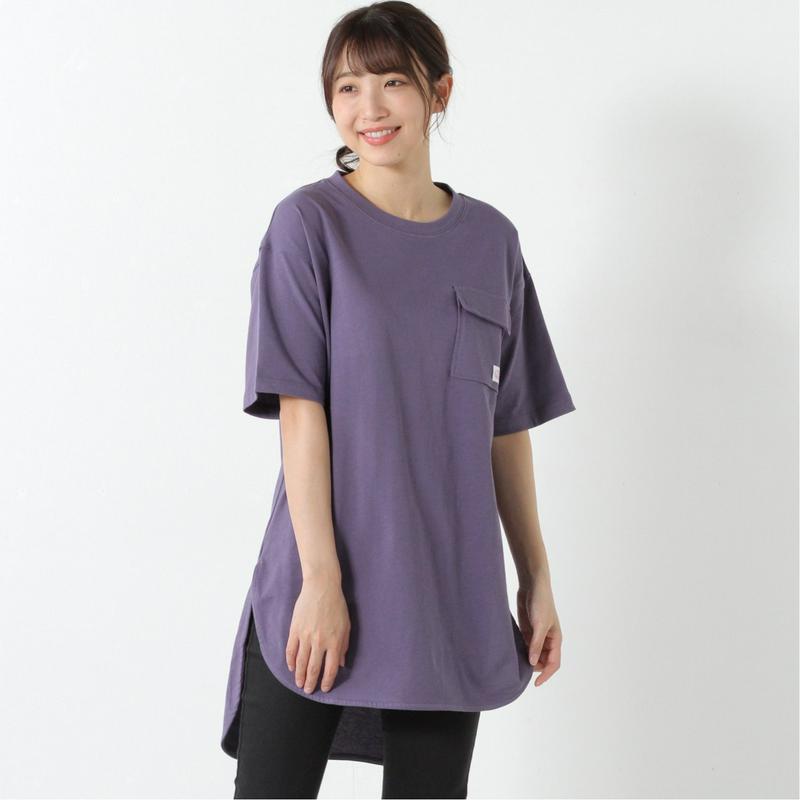 綿１００％◎フラップポケがポイント前後差ワンピース
