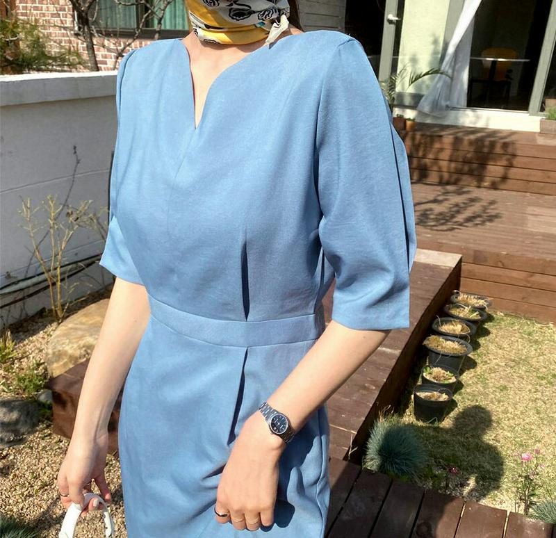 ハートネックワンピース・全2色・t61717 レディース【ops】【ワンピース ロング ロングワンピース 半袖 ハーフスリーブ 