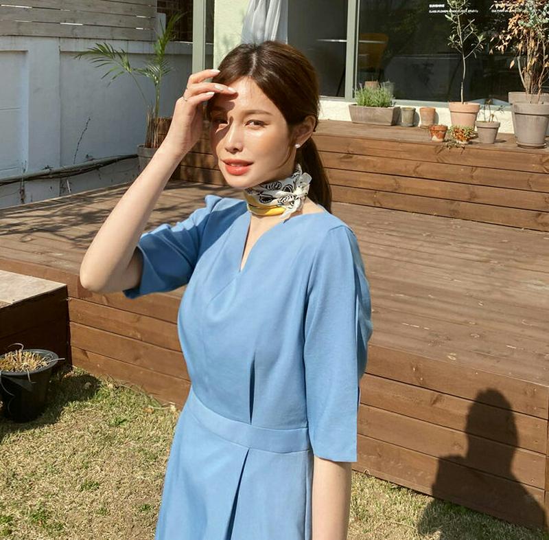 ハートネックワンピース・全2色・t61717 レディース【ops】【ワンピース ロング ロングワンピース 半袖 ハーフスリーブ 