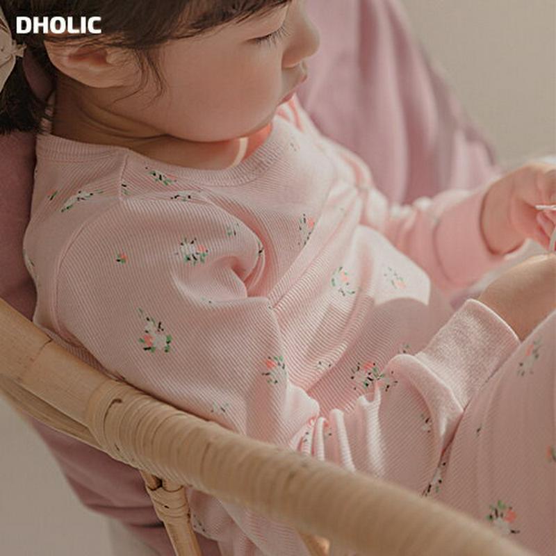 花柄リブTシャツパジャマSET p001092 キッズ 【3~8才】【uw】【韓国 ファッション パジャマセット パジャマ 根間
