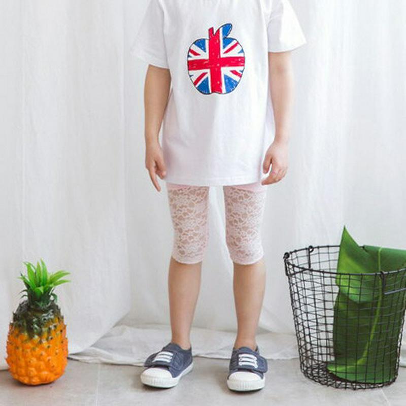 切替レースハーフレギンス p001208 キッズ 【3~8才】【pt】【韓国 ファッション ボトムス レギンス パンツ ハーフパンツ 短パン 半ズボン 伸びる 伸縮性 ストレッチ 無地 ウエストゴム 楽 5分丈キッズ 子供 子供用 春 夏】【KIDS】