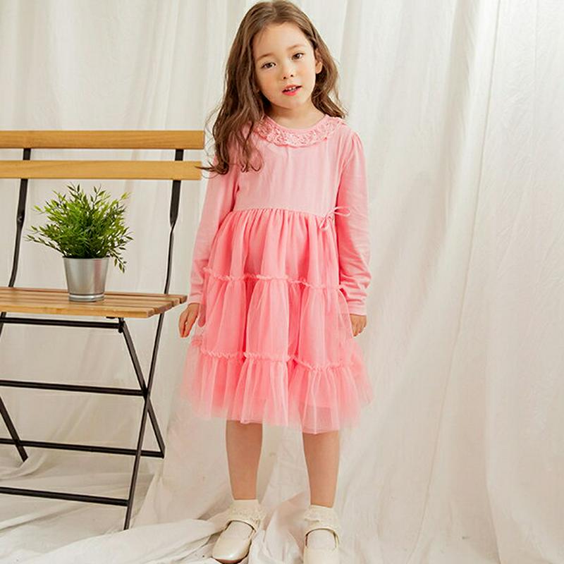 レースネックチュールティアードワンピース・p001241 キッズ【3~8才】【ops】【ワンピース ミディ丈 ミディワンピース 