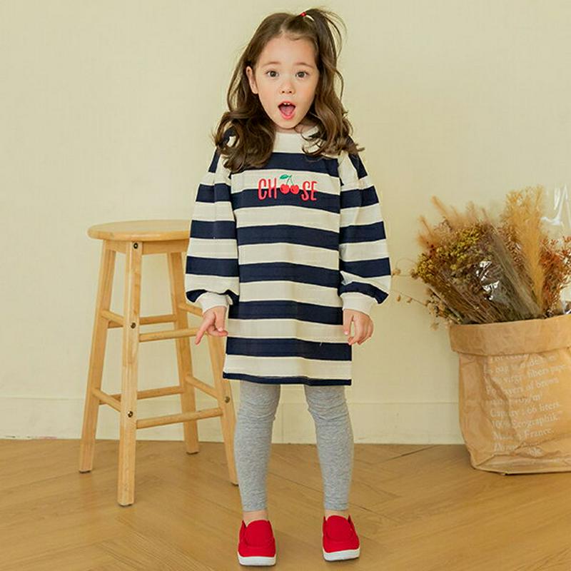 チェリーボーダーロングTシャツ・p001247 キッズ【3~8才】【tops】【トップス ロンT 長袖 ボーダー チェリー さく