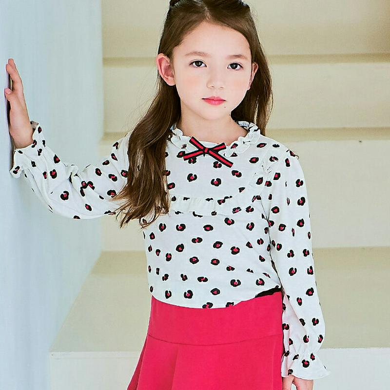 レオパードリボンTシャツ・p001260 キッズ【3~8才】【tops】【トップス Tシャツ 長袖 レオパード ヒョウ柄 アニマ