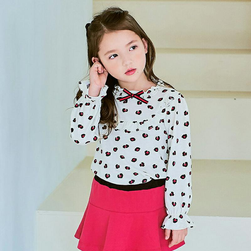 レオパードリボンTシャツ・p001260 キッズ【3~8才】【tops】【トップス Tシャツ 長袖 レオパード ヒョウ柄 アニマ