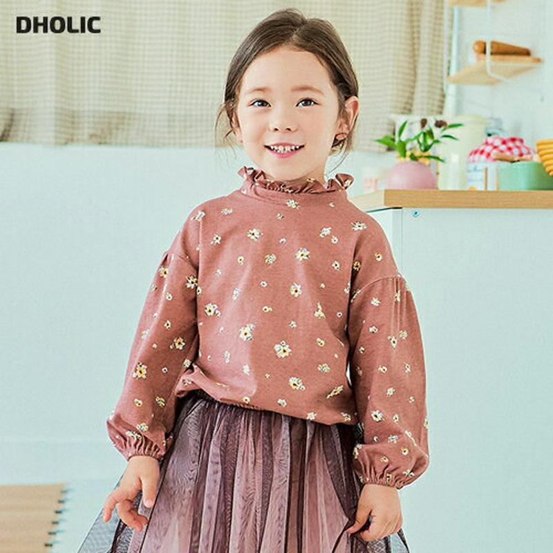 ゴムバンドフラワーTシャツ・p001261 キッズ【3~8才】【tops】【トップス Tシャツ フリルネック フリル 花柄 フラ