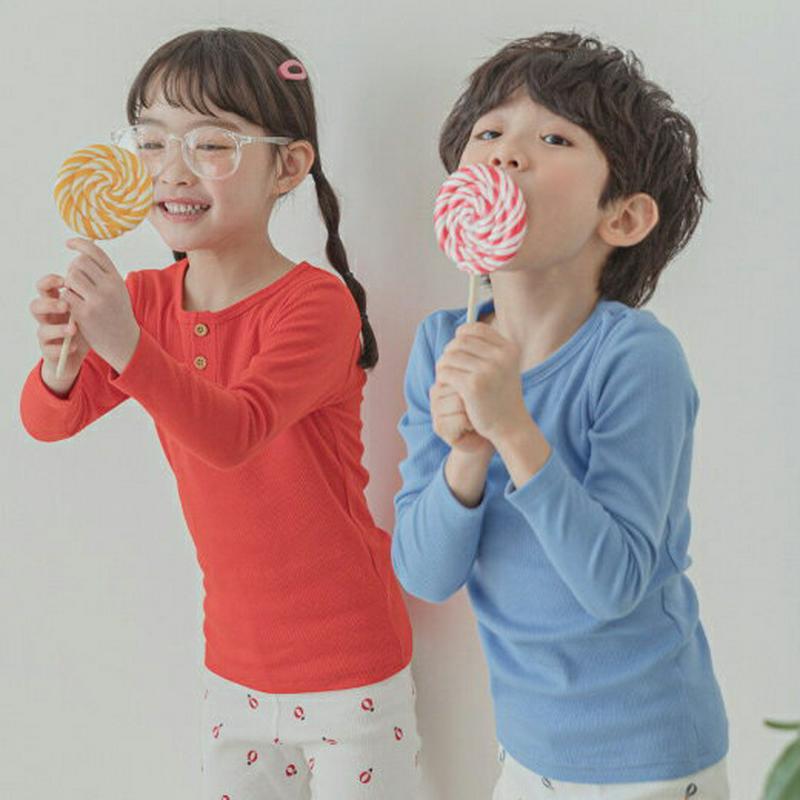 クルーネックパジャマSET(レッド)・p001101 キッズ【3~8才】【uw】【パジャマ 部屋着 ルームウェア 長袖 長ズボン
