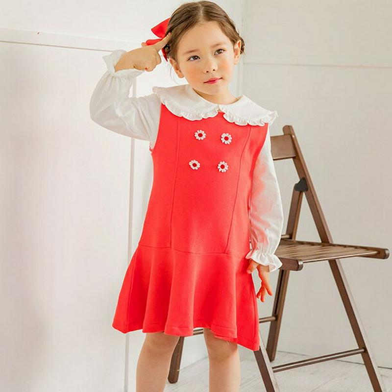 フラワーポイントスリーブレスワンピース・p000964 キッズ【3~8才】【ops】【ワンピース ミディ丈 ミディワンピース ス