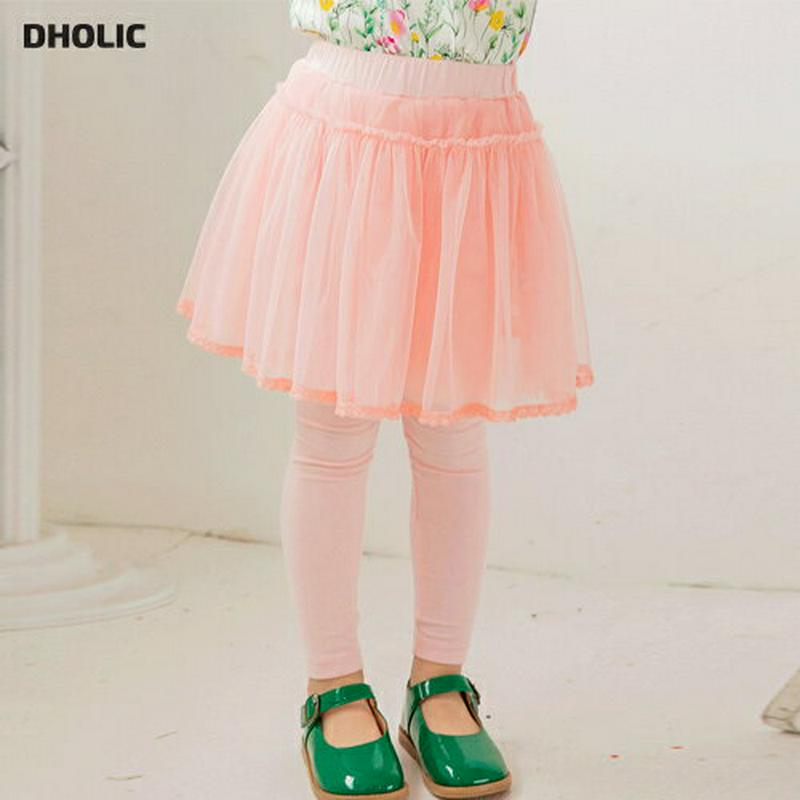 レースヘムチュールレギンススカート(ピンク) p001230 キッズ 【3~8才】【pt】【韓国 ファッション ボトムス レギン