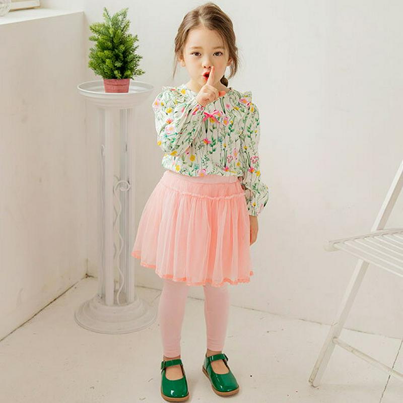 レースヘムチュールレギンススカート(ピンク) p001230 キッズ 【3~8才】【pt】【韓国 ファッション ボトムス レギン