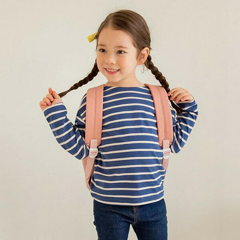 長袖ボーダーTシャツ(ブルー)・p000969 キッズ【3~8才】【tops】【トップス Tシャツ 長袖 ボーダー ブルー 青 