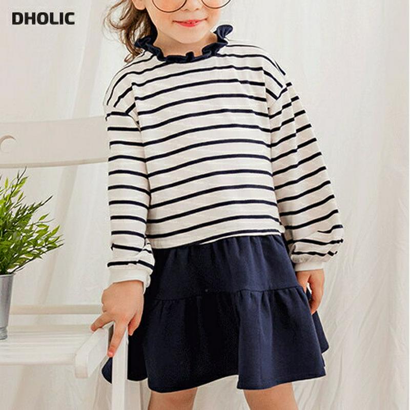 ボーダー切替ワンピース p001234 キッズ 【3~8才】【ops】【韓国 ファッション ワンピース ミディワンピース 膝丈 