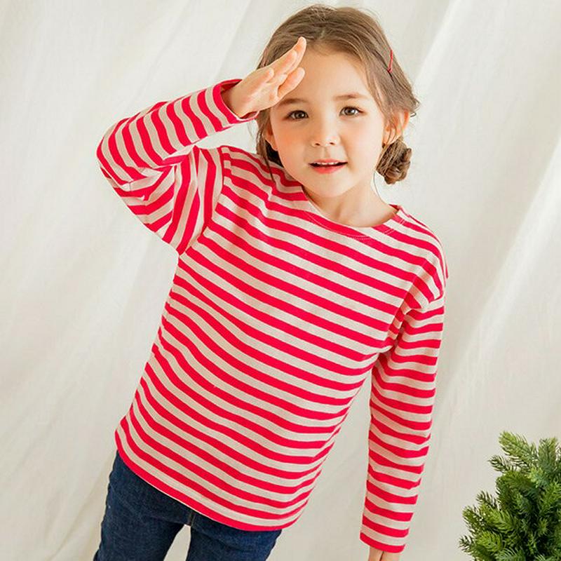 長袖ボーダーTシャツ(ピンク)・p000970 キッズ【3~8才】【tops】【トップス Tシャツ 長袖 ボーダー ピンク ロン