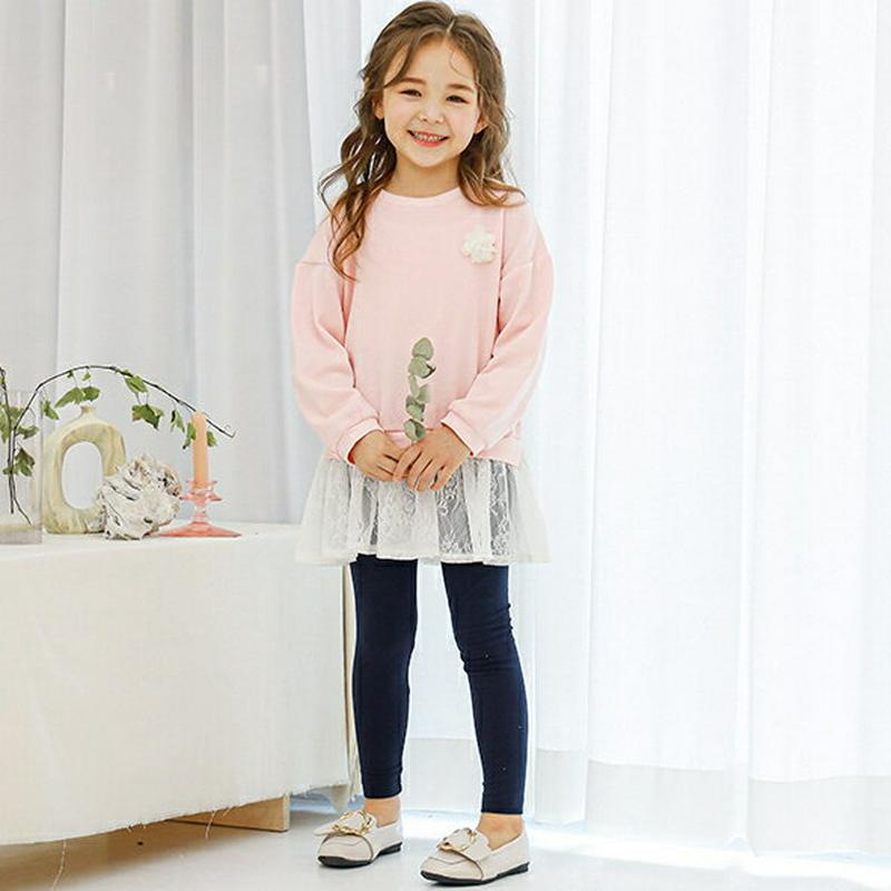 レースヘムスウェット p001248 キッズ 【3~8才】【tops】【韓国 ファッション トップス スウェット Tシャツ カッ
