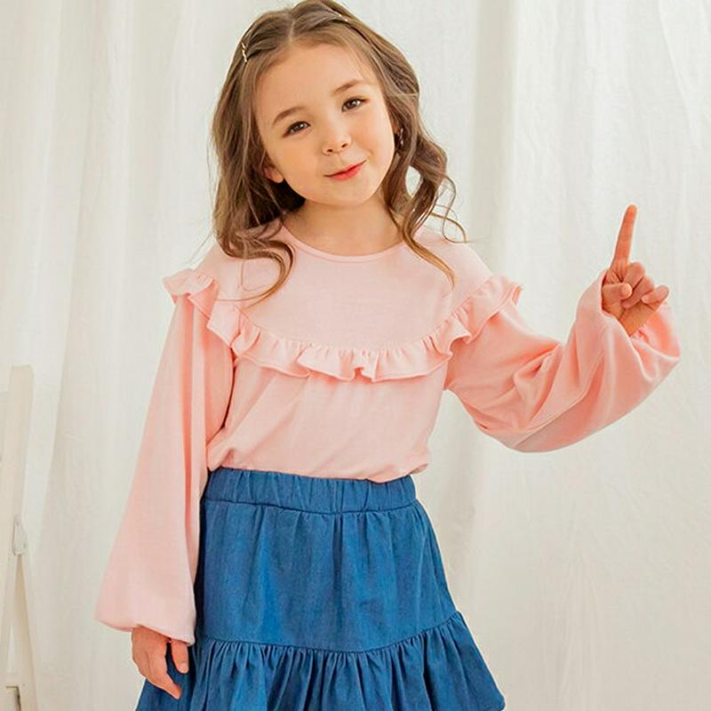 モダール混フリルTシャツ p001249 キッズ 【3~8才】【tops】【韓国 ファッション トップス Tシャツ カットソー 