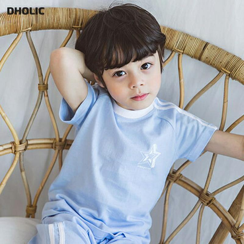 スタープリントTシャツ・p001162 キッズ【3~8才】【tops】【トップス Tシャツ 半袖 ハーフスリーブ 星 サイドライン カジュアル 女の子 男の子 子供 こども 子供服 こども服】【KIDS】