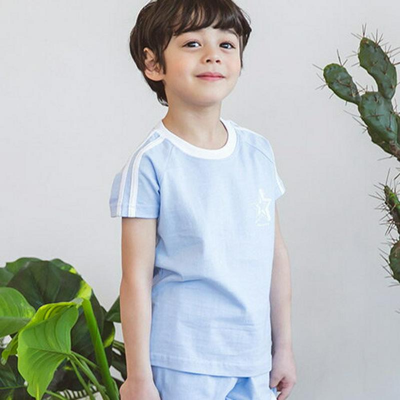 スタープリントTシャツ・p001162 キッズ【3~8才】【tops】【トップス Tシャツ 半袖 ハーフスリーブ 星 サイドライン カジュアル 女の子 男の子 子供 こども 子供服 こども服】【KIDS】