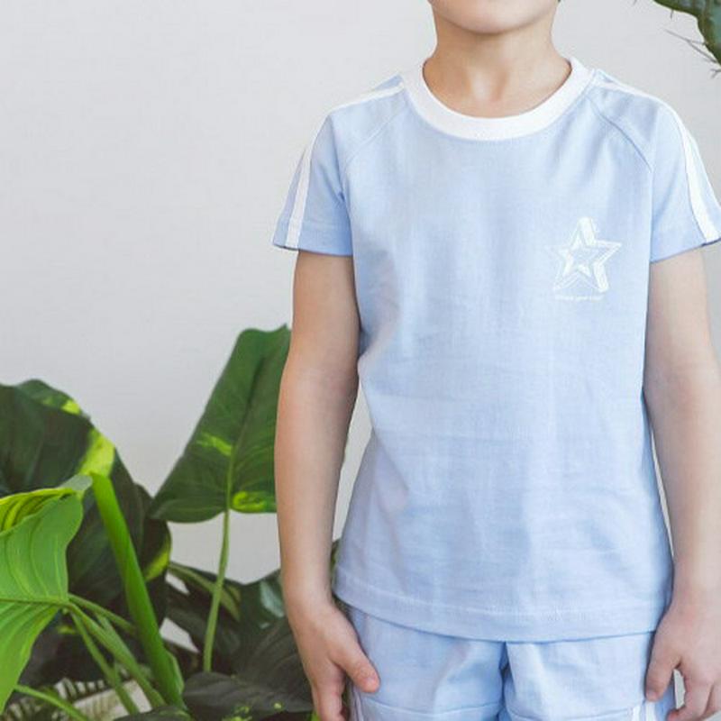 スタープリントTシャツ・p001162 キッズ【3~8才】【tops】【トップス Tシャツ 半袖 ハーフスリーブ 星 サイドライン カジュアル 女の子 男の子 子供 こども 子供服 こども服】【KIDS】